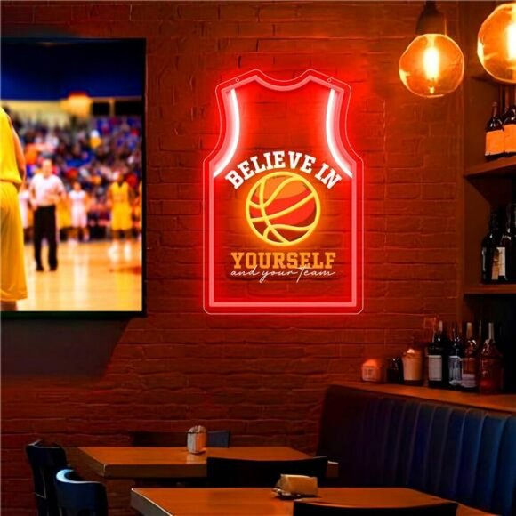 Basketball Jersey Neon Sign Wall Decor LED Light for Bedroom Game Room Bar - Picture 2 of 7